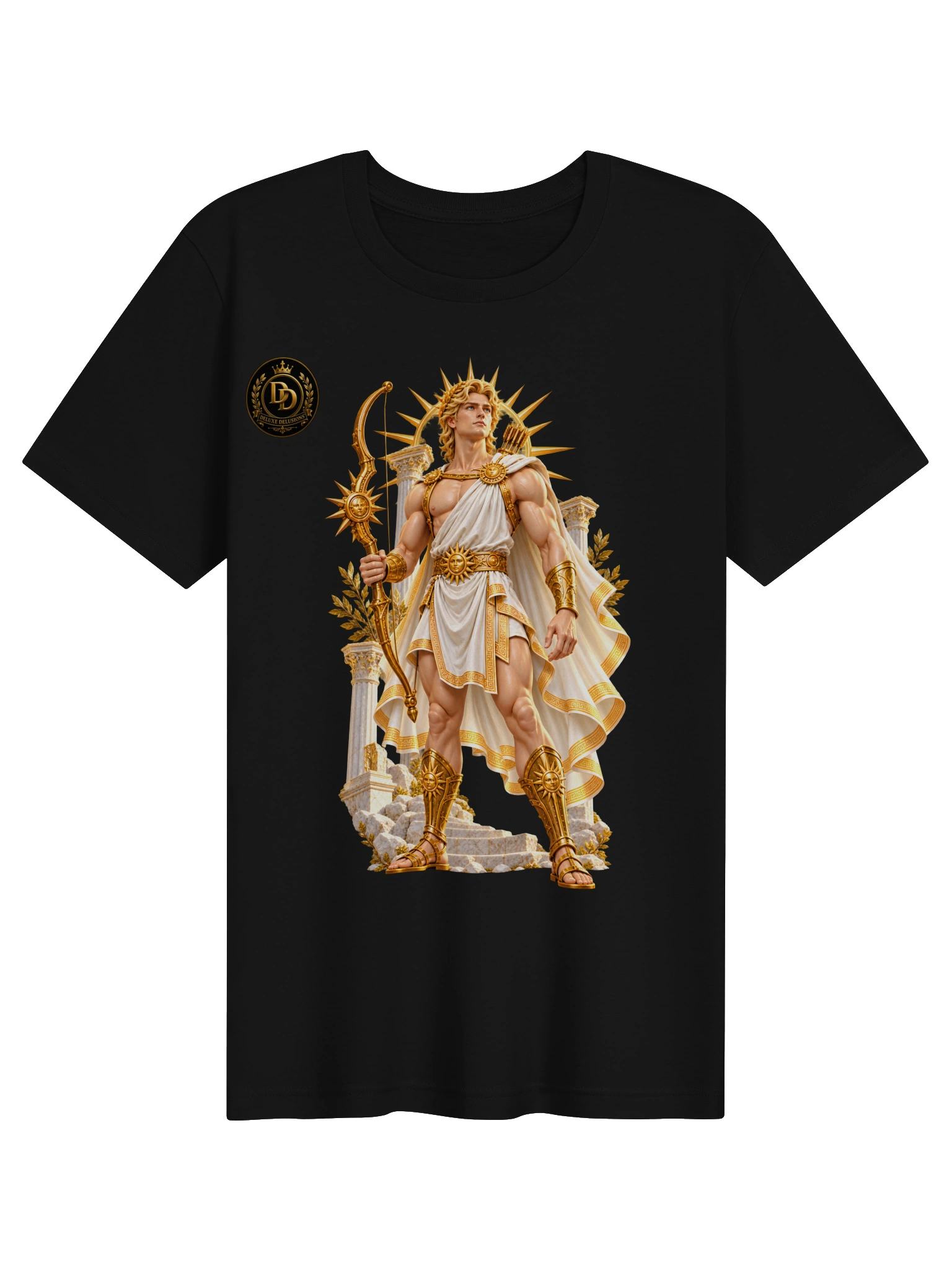 Apollo T-shirt, front with Apollo artwork and Deluxe Delusions branding